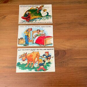 VINTAGE POSTCARDS - LOT OF 3 - LUSTERCOMICS BY TICHNOR BROS.